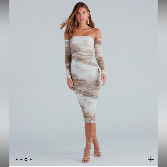 Windsor - Living A Dream Marble Off-The-Shoulder Midi Dress - NWT - XS - Picture 1 of 6